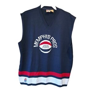 FUBU Navy and Red V-Neck Sweater Vest